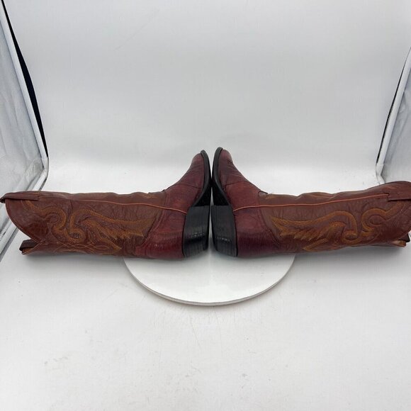 Tony Lama Men Size 8.5D 8540 Brown Cognac Exotic Lizard Leather Cowboy Boot - Picture 10 of 16